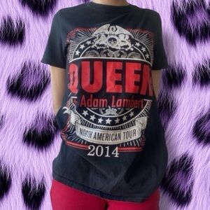 Queen - Adam Lambert 2014 North American Tour - Black T-Shirt Merch